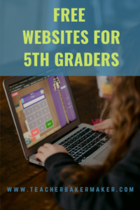 Girl on laptop with Free Websites for 5th Graders overlay