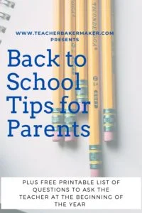 Pinterest Pin image of Ticonderoga pencils with "Back to School Tips for Parents overlay