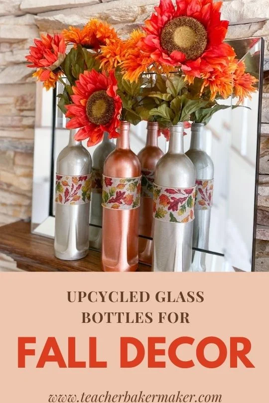 Pin Image for Upcycled Glass Bottle Fall Decor
