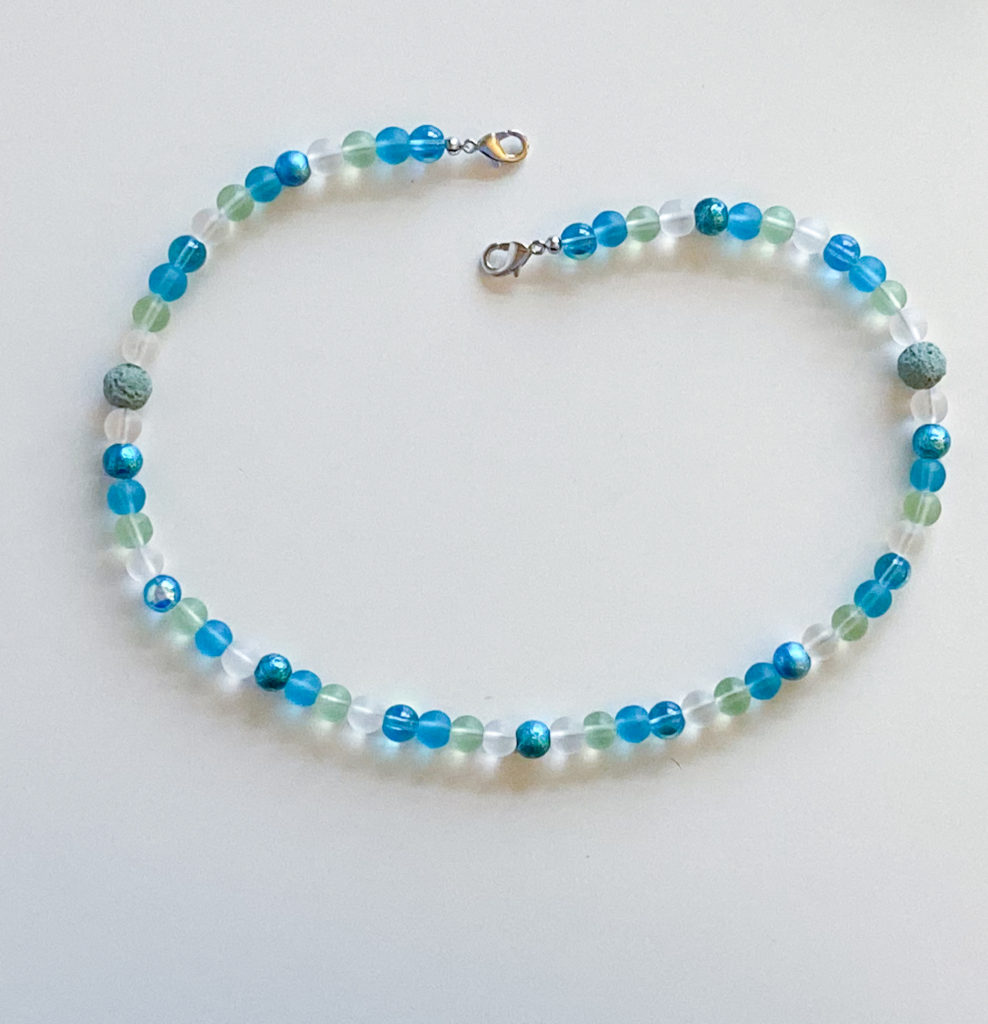 Seaglass colored mask chain with diffuser beads