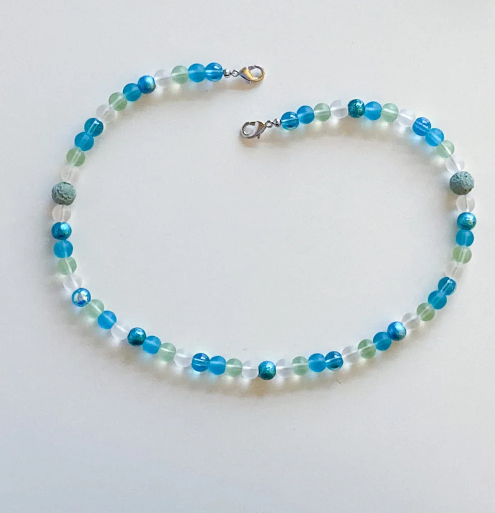 Seaglass colored mask chain with diffuser beads
