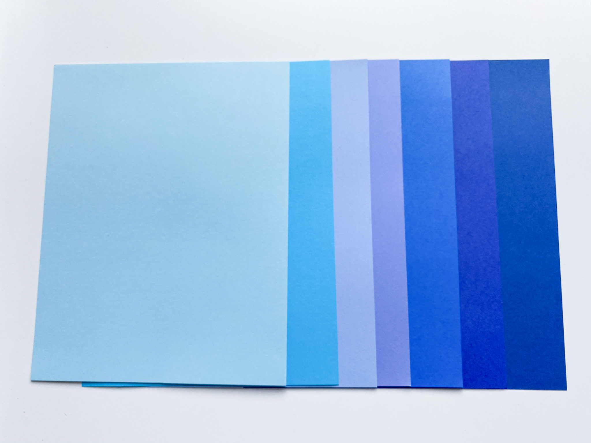 7 shades of blue cardstock