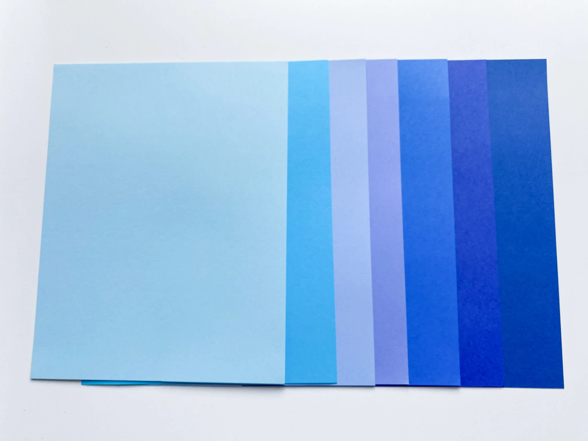 7 shades of blue cardstock