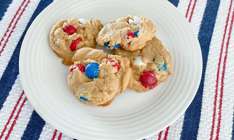 Red, White & Blue Peanut Butter M&M Cookies